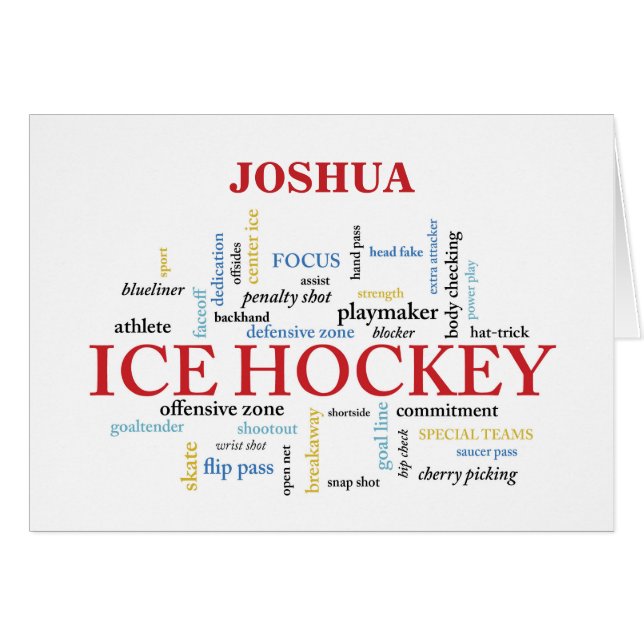 Ice Hockey Custom Name Birthday in Words, Joshua (Voorkant Horizontaal)