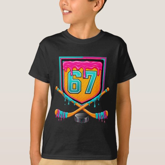 Ice Hockey Drip Number 67 Ice Hockey Player T-shirt (Voorkant)