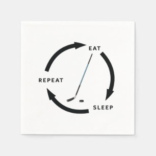 Ice Hockey Eat Sleep Sportvrije Gezegde herhalen Servet