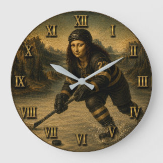 Ice Hockey Funny Mona Lisa Hockey Player Gift Grote Klok