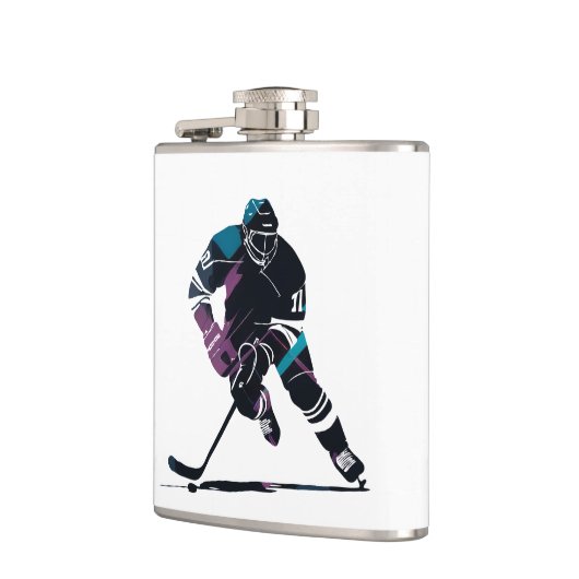 Ice Hockey Game Sport Challenge Silhouette Stijl Heupfles (Links)