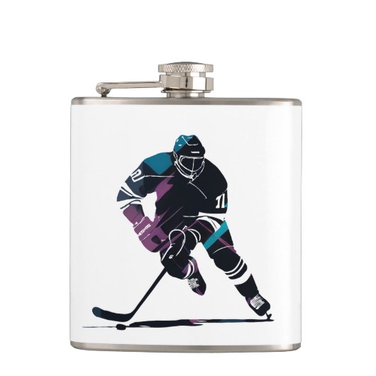 Ice Hockey Game Sport Challenge Silhouette Stijl Heupfles (Voorkant)