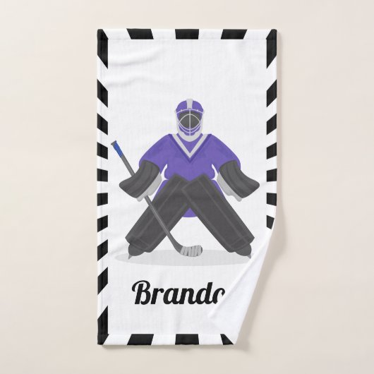 Ice Hockey Goalie Goalkeeper Player Paarse Kindere Handdoek (Handdoek)