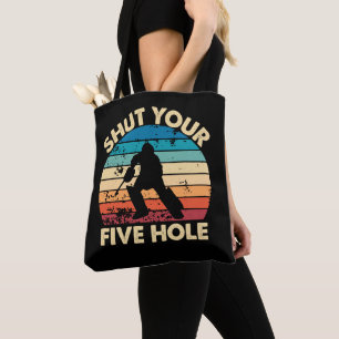 Ice Hockey Goalie Grappig Sluit Je Vijf Hole Retro Draagtas