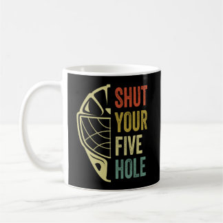 Ice Hockey Goalie Grappig Sluit Je Vijf Hole Retro Koffiemok