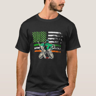 Ice Hockey Goalie Irish American Flag St Patricks T-shirt
