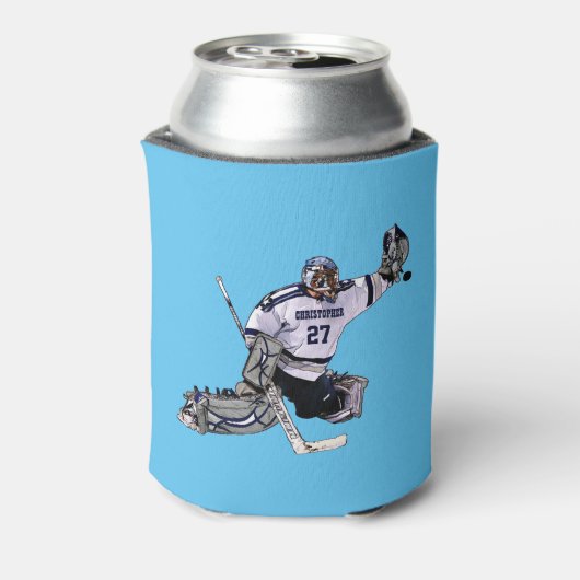 Ice Hockey Goalkeeper met Jouw naam tekening Blikjeskoeler (Blikje Achterkant)