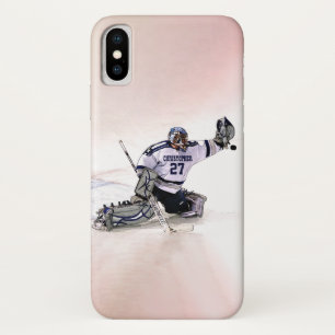 Ice Hockey Goalkeeper met Jouw naam tekening iPhone X Hoesje