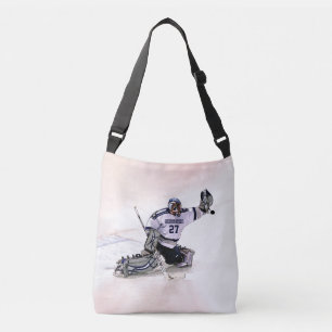 Ice Hockey Goalkeeper met Jouw naam tekening Crossbody Tas