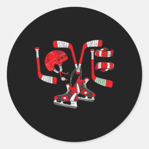 Ice Hockey Heart Valentijnsdag Love Gifts Boys Gi Ronde Sticker