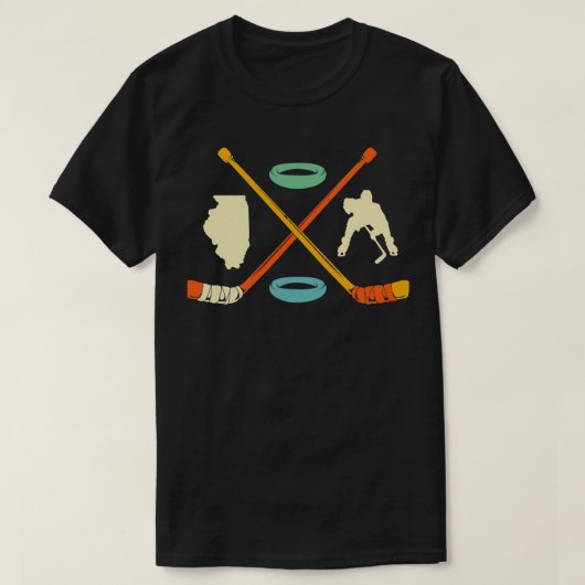 Ice Hockey Illinois Map Retro Ice Hockey Illinois T-shirt (Design voorkant)