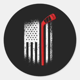 Ice Hockey Jersey Penalty Box Puck US vlag Ronde Sticker