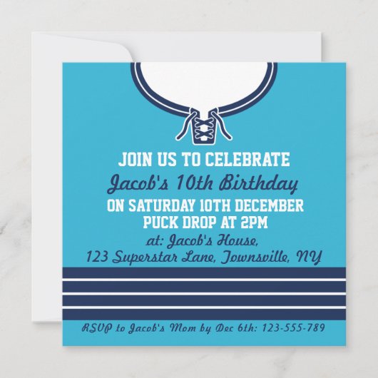 Ice Hockey Jersey Themafeest Uitnodigen Sjabloon Kaart (Voorkant)