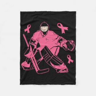 Ice Hockey Keeper Pink Ribbon borstkanker Awaren Fleece Deken