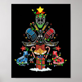 Ice Hockey-kerstsierboom Funny Xmas-cadeau Poster