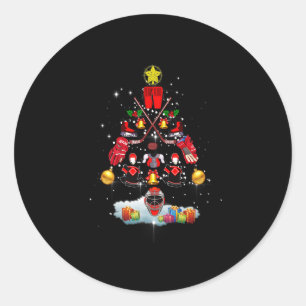 Ice Hockey-kerstsierboom Funny Xmas Spor Ronde Sticker