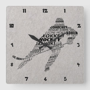 Ice Hockey Languages Tekstkunst Vierkante Klok