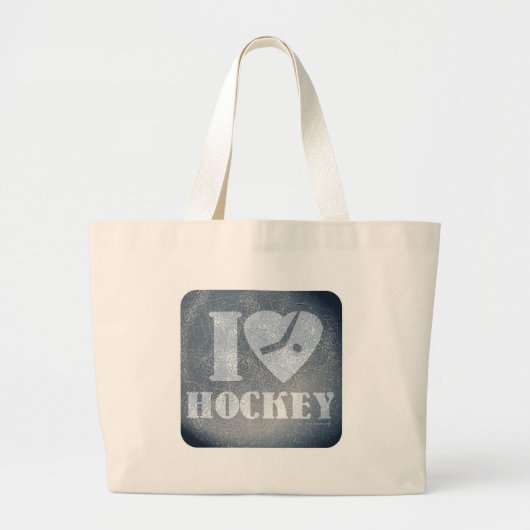 Ice Hockey Love Grote Tote Bag (Voorkant)
