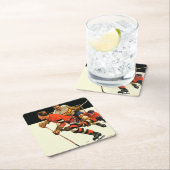 Ice Hockey Match Vierkante Kartonnen Onderzetter (Insitu)