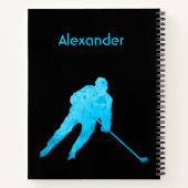 Ice Hockey notebookspeler silhouette turquoise Notitieboek (Achterkant)