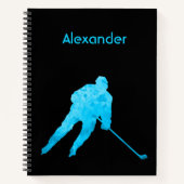 Ice Hockey notebookspeler silhouette turquoise Notitieboek (Voorkant)