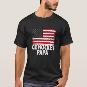 Ice Hockey Papa American Flag Vaderdag Mannen T-shirt