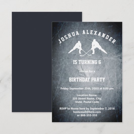 Ice Hockey Party Invitation Kaart (Voorkant / Achterkant)