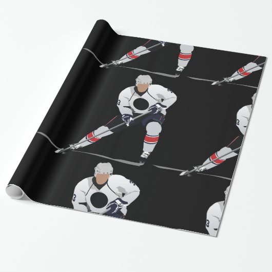 Ice Hockey Player Glossy Wrapping Paper Cadeaupapier (Uitgerold)