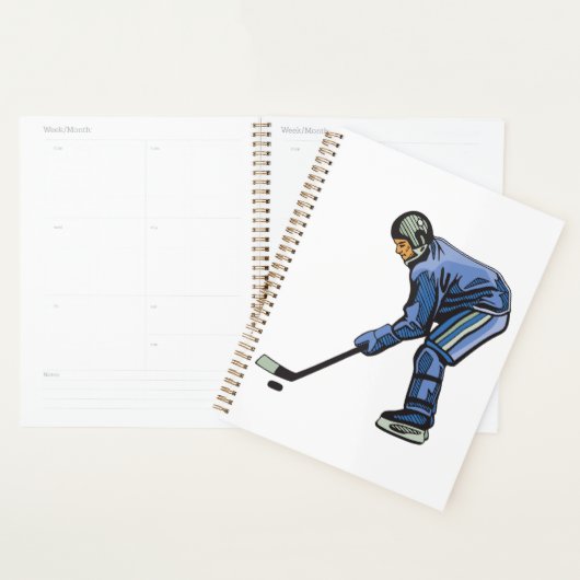 Ice Hockey Player in Blue Uniform Planner (Display)