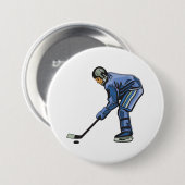 Ice Hockey Player in Blue Uniform Ronde Button 7,6 Cm (Voorkant /achterkant)