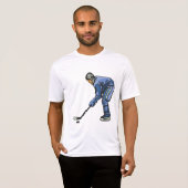 Ice Hockey Player in Blue Uniform T-shirt (Voorkant volledig)
