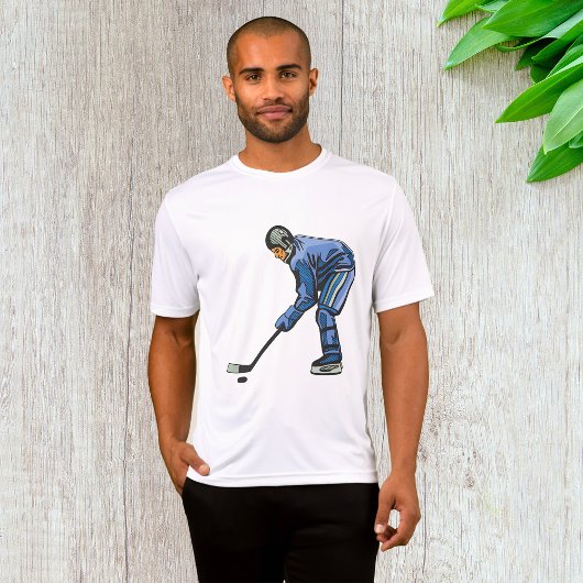 Ice Hockey Player in Blue Uniform T-shirt