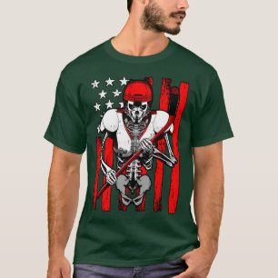 Ice Hockey Player Skeleton Athlete Halloween USA T-shirt