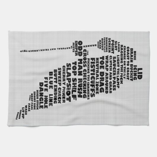 Ice Hockey Player Typography Tea Towel Theedoek (Horizontaal)