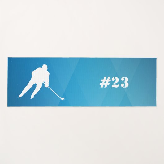 Ice Hockey Player Workout Mat Blue en White (Voorkant (horizontaal))