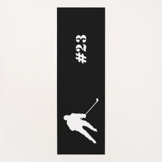 Ice Hockey Player Yoga Mat Black en White