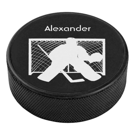 Ice hockey puck goalie silhouette zwart wit (3/4)
