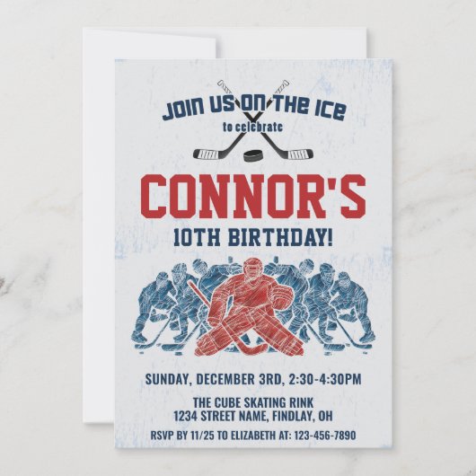 Ice Hockey Schaats Rink Birthday Party, elke leeft Kaart (Voorkant)