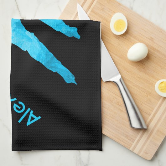 Ice Hockey schaats towel player turquoise Theedoek (Quarter Fold)