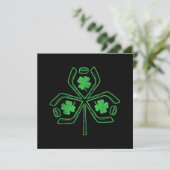 Ice Hockey Shamrock Clover St Patricks Day Player Kaart (Staand voorkant)