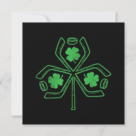 Ice Hockey Shamrock Clover St Patricks Day Player Kaart (Voorkant)