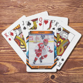 Ice Hockey Speler Keepsake Op Cool Sinaasappel Cus Pokerkaarten