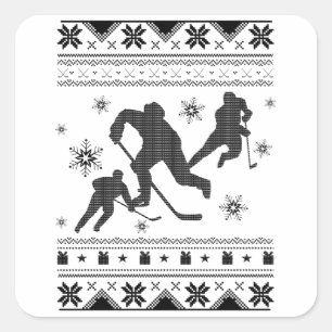 Ice Hockey Speler Lelijke Kerstmis   Hockey Gift Vierkante Sticker