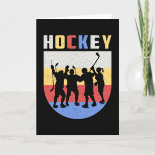 Ice Hockey Speler Stick Team Puck Retro Grappig ca Kaart