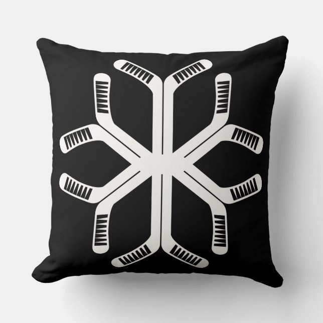 Ice Hockey Sticks Snowflake Sierkussen (Voorkant)