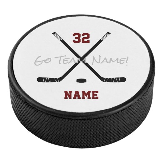 Ice Hockey Sticks Team Custom Player Name Number Hockey Puck (3/4)