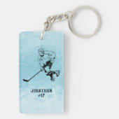 Ice Hockey Team Speler Monogram Sleutelhanger (achterkant)