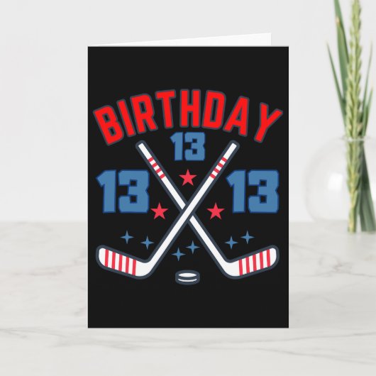 Ice Hockey Thirteen Birthday Boy 13th Party Boys A Kaart (Voorkant)