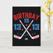 Ice Hockey Thirteen Birthday Boy 13th Party Boys A Kaart (Gele Bloem)