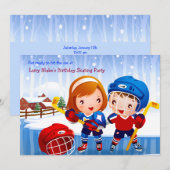 Ice Hockey Tots Invitation Kaart (Voorkant / Achterkant)